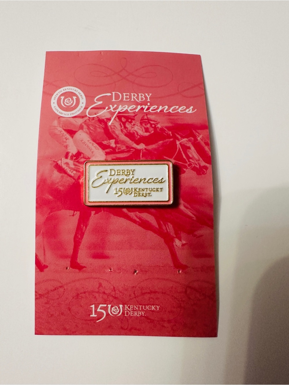 Derby Experiences Kentucky Derby Pink and White Enamel Pin